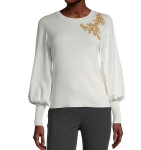WORTHINGTON Polar Bear Crew Neck Long Balloon Sleeve Sweater